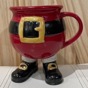 Rare Grasslands Road Santa Belt Footed Mug Christmas Speckled Stoneware